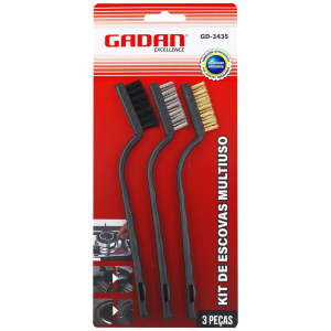 KIT ESCOVA DE AÇO MANUAL 3 EM 1 - GADAN