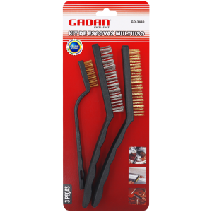 KIT ESCOVA DE AÇO MANUAL 3 EM 1 REFORÇADO - GADAN