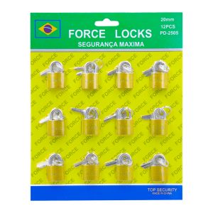 CADEADO EM CARTELA COM 12 UNIDADES 20MM